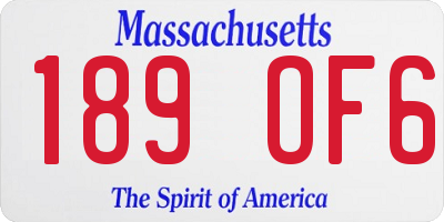 MA license plate 189OF6