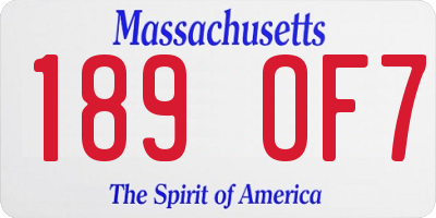 MA license plate 189OF7