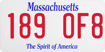 MA license plate 189OF8