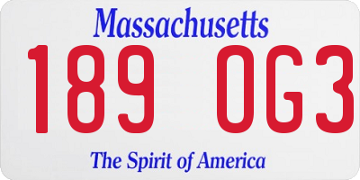 MA license plate 189OG3