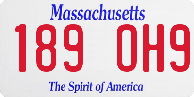 MA license plate 189OH9