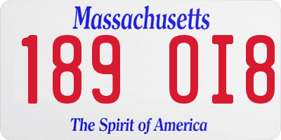 MA license plate 189OI8