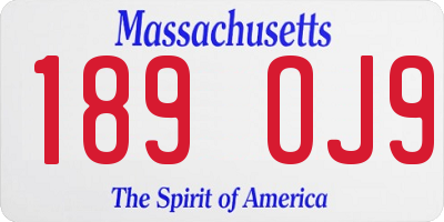 MA license plate 189OJ9