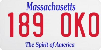 MA license plate 189OK0