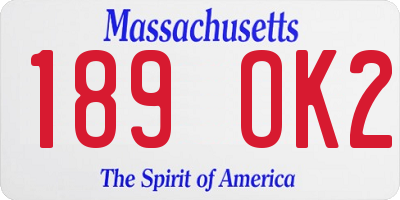 MA license plate 189OK2