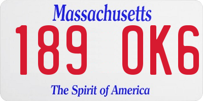 MA license plate 189OK6
