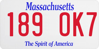 MA license plate 189OK7
