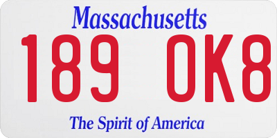 MA license plate 189OK8