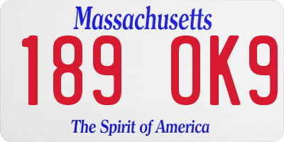 MA license plate 189OK9