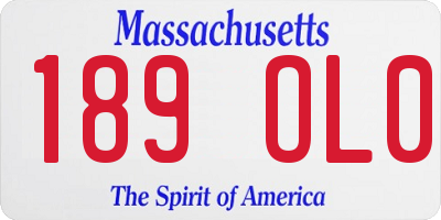 MA license plate 189OL0
