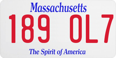 MA license plate 189OL7