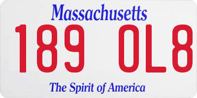 MA license plate 189OL8