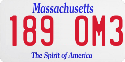 MA license plate 189OM3