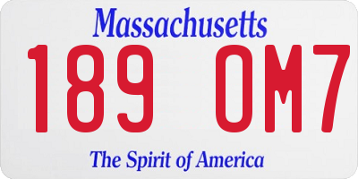 MA license plate 189OM7