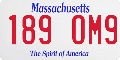 MA license plate 189OM9