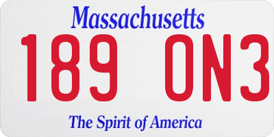 MA license plate 189ON3