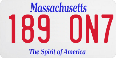 MA license plate 189ON7