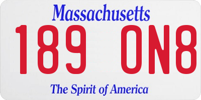 MA license plate 189ON8