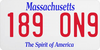 MA license plate 189ON9