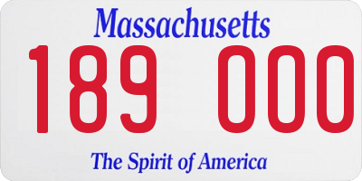 MA license plate 189OO0