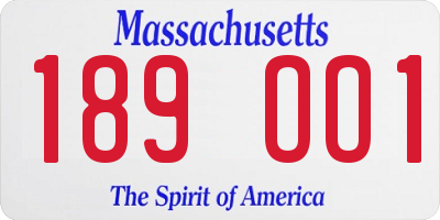 MA license plate 189OO1
