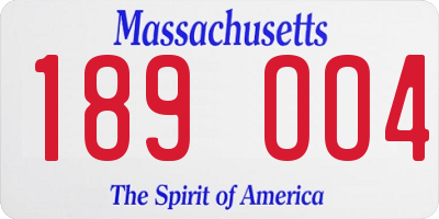 MA license plate 189OO4