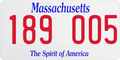 MA license plate 189OO5