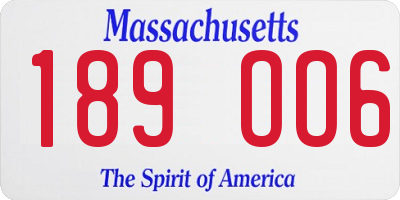 MA license plate 189OO6
