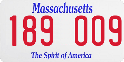 MA license plate 189OO9
