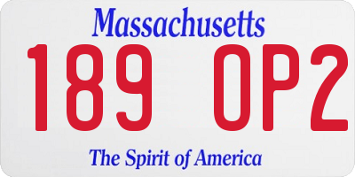 MA license plate 189OP2