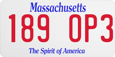 MA license plate 189OP3