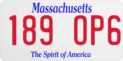 MA license plate 189OP6