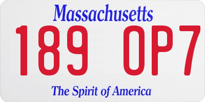 MA license plate 189OP7