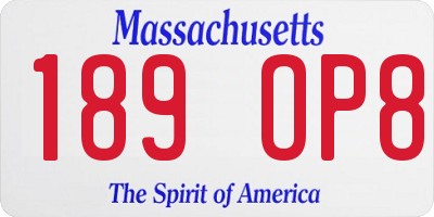 MA license plate 189OP8