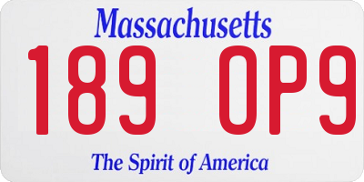 MA license plate 189OP9