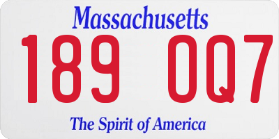 MA license plate 189OQ7