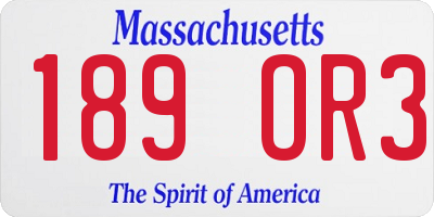 MA license plate 189OR3