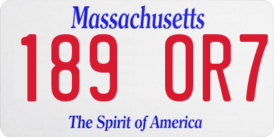 MA license plate 189OR7