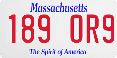 MA license plate 189OR9