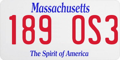 MA license plate 189OS3