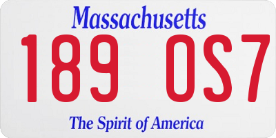 MA license plate 189OS7