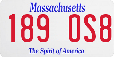MA license plate 189OS8