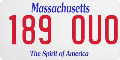 MA license plate 189OU0