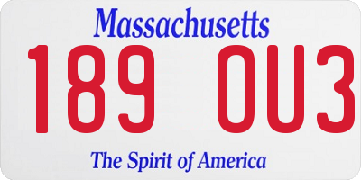 MA license plate 189OU3