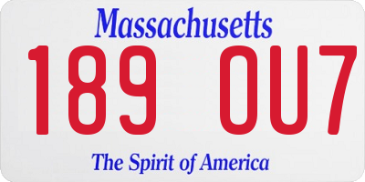 MA license plate 189OU7