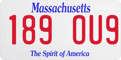 MA license plate 189OU9