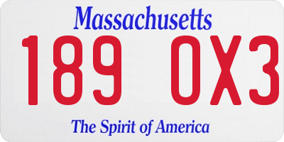 MA license plate 189OX3