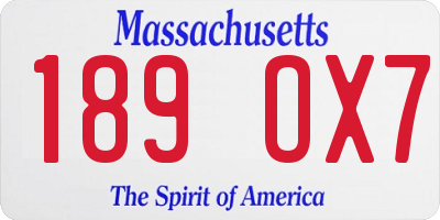 MA license plate 189OX7