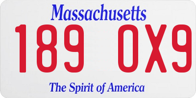 MA license plate 189OX9