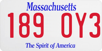 MA license plate 189OY3
